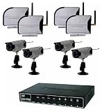 Wisecomm Four 2.4 Ghz Wireless Color Night Vision Cameras Observation System with Quad Splitter