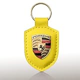 Porsche Crest Yellow Leather Key Chain
