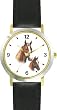 Tennessee Walkers Mare and Foal - JP - Horse - WATCHBUDDY&reg; DELUXE TWO-TONE THEME WATCH - Arabic Numbers - Black Leather Strap-Children's Size-Small ( Boy's Size & Girl's Size )