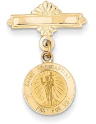 14k Yellow Gold Saint John the Baptist Medal Pin