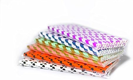 Long lasting assorted biodegradable paper straws 150 Count (Combo 5)
