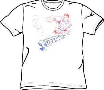  Superman Dc Comics SKETCH Adult White Superhero T-shirt Tee Shirt