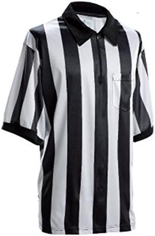 Smitty 2 1/4" Black and White Stripe Short Sleeve Referee Shirt (X-Large)