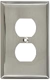 Stanley Home Designs V8002 Single Outlet Wall Plate, Satin Nickel