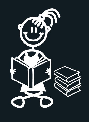 My Family Car Stick Figure Sticker Decal Girl Reading a Book- G4