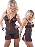 Sexy Sheer Black Baby Doll Lingerie Set - See Through Babydoll and Thong