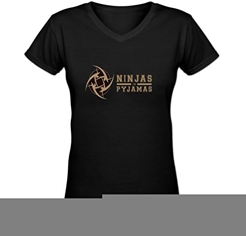 Women's Basic Ninjas In Pyjamas V-neck Tee shirt S Black