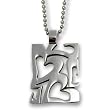 Stainless Steel Melted Hearts Pendant on 24 inch Polished Ball Chain