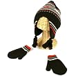 Winter Boys 2-4 Knit Dinosaur Ski Trapper Beanie Hat with Mittens Gloves Set Black
