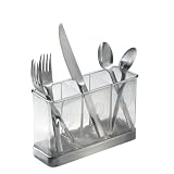 Forma Flatware Silverware Drainer Flatware Caddy, Acrylic and Brushed Steel
