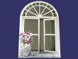 Arched Mirror with Toile Vase