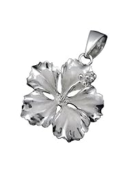 925 Silver 17mm Hibiscus Pendant Hawaiian Silver Jewelry