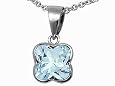 1.00 cttw Genuine Clover Aquamarine Pendant - 14kt White or Yellow Gold