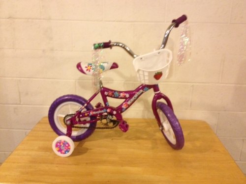 12 Inch Childrens Bike with Front Storage Basket (Purple Color)