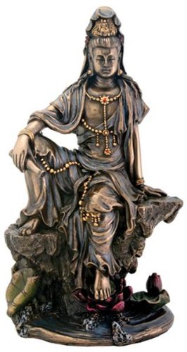 Small Water & Moon Kuan Yin Bodhisattva Buddha Statue Figurine Model