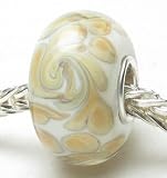 (Free Shipping Beads Charms Jewelry Sale) White with Golden Swirls Authentic 925 Silver Core Murano Glass Bead Fits European Charms Design Your Pandora, Trollbeads Chamilia,silverado,biagi Bracelets