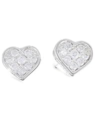 Myia Passiello "Hearts" Swarovski Cubic Zirconia Pave Heart Stud Earrings
