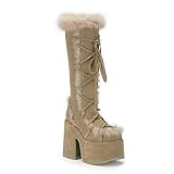CAMEL-311, 5 Faux Suede Knee Boot, Demonia by Pleaser USA