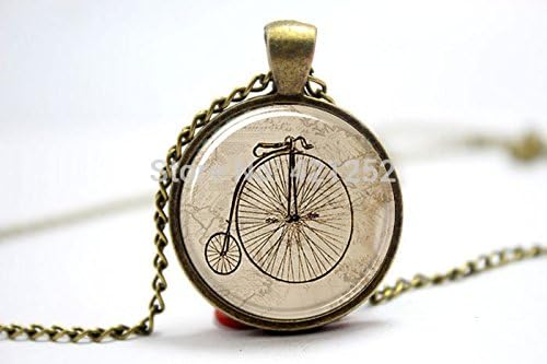 Pretty Lee 2015 Fashion Penny Farthing Bicycle Necklace Hipster Vintage Style Bike Pendant Bronze 2 Glass Photo Cabochon Necklace Christmas gift