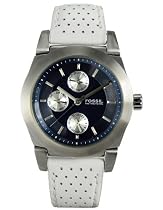 Fossil Women's Boyfriend Multi-Function White Leather Strap Watch #BQ9354