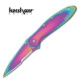 Kershaw Folding Knife Serrated Leek Rainbow