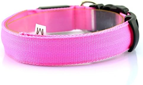 LED Dog Collar- Great Collar for Your Dog- Keep Your Pet Safe in Low Light Areas (Pink, Small)