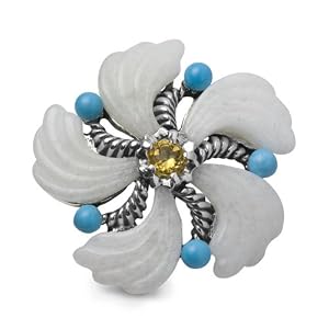 Carolyn Pollack Sterling Silver Sun Daisy White Agate Enhancer by