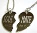 CUSTOM SPLIT HEART SOUL MATE PENDANT NECKLACE PAIR SET Free Chain & GiftBox