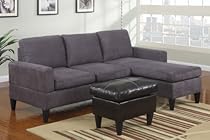 Big Sale Hesse Reversible sectional sofa in Microfiber finish with Free ottoman (Grey)