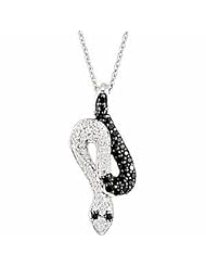 Sterling Silver Black Spinel and Diamond Snake Necklace -- LIFETIME WARRANTY