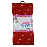 Girls Fashion Tights - Girls Leggings Red w/ Hearts Design - (Size XL - Ages 11-14 Years)