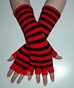 Long magic Fingerless Gloves - Red & Black Stripe - one size