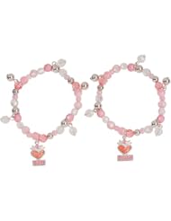 Heirloom Finds 2 Little Girl Pink Sparkle Heart Best Friends Bracelet Set of Two Charm Stretch Bracelets