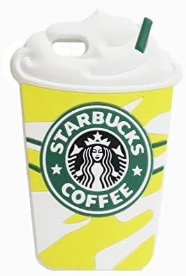 5S Case,iPhone 5S Case,iPhone 5S Silicone Case,Tribe-Tiger Yellow Starbucks Coffee Ice Cream Silicone Back Cover Case for Apple iPhone 5S/iPhone 5(Yellow Ice Cream)