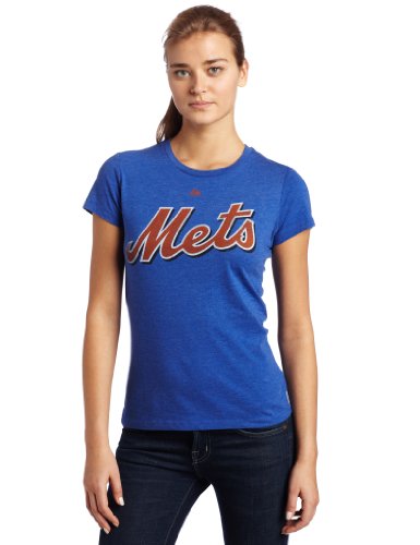 MLB Jose Reyes New York Mets Women's Short Sleeve Crew Neck Tee (Deep Royal Heather, Medium)