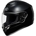 Shoei Solid Qwest Street Bike Motorcycle Helmet w/ Free B&F Heart Sticker Bundle - Black / Large