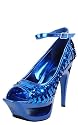 Mica09 Square Sequin Cutout Platform Heels ROYAL BLUE