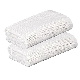 Izziwotnot Cellular Blanket, White, Moses/Crib/Pram, 2 Pack