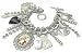 Unique Jeune Colette Alice in Wonderland Themed Multi-Charm Toggle Bracelet with Tea Pot, Rabbit and More! Silver Tone Comes Gift Boxed