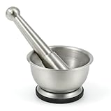 Brushed Stainless Steel Spice Grinder / Mortar and Pestle Set / Molcajete - Fine StainlessLUX Kitchenware for Your Home