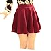 FUNOC Womens Ladies High Waist Plain Pleated Flared Mini Skater (Red)