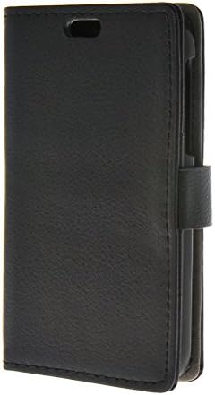 RONGRONGUK Litchi Slim Fit Flip Wallet Card Pouch Stand Leather Case Cover for BlackBerry Classic Q20 Black