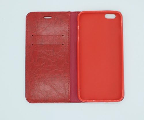 iPhone 6 plus Case, Wallet PU Leather Case Flip Cover Case Built-in Card Slots & Stand (rhomb red)