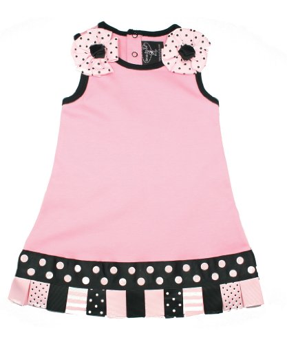 Mud Pie Perfectly Princess Ribbon Tab Dress, Black/Pink, 2-3T