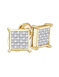 14k Yellow OR White Gold Princess Square Cut Channel Set Diamond Stud Earrings - 10mm Height * 10mm Width (1.0 cttw)
