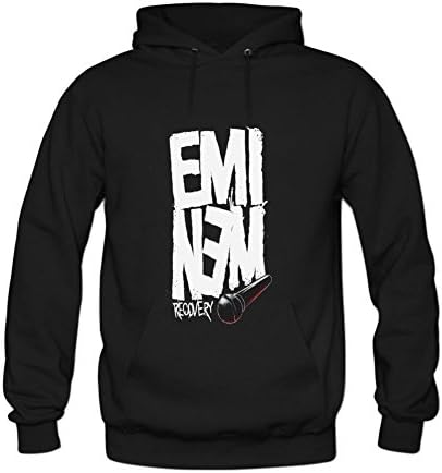 RHUAN Men's Eminem On The MIC Recovery Hoodies M Black
