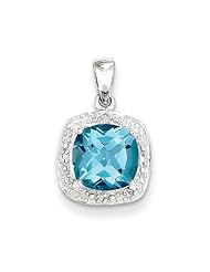Sterling Silver Rhodium Lt Sw Blue Topaz Pendant. Gem Wt- 2.45ct
