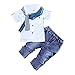1Set Toddler Kids Baby Boys Short Sleeve T-Shirt Tops+Scarf+Trousers (4T / 4Years)