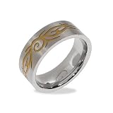 Eve's Addiction Men's Stainless Steel Tribal Design Ring