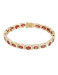 18k Gold Over Sterling Silver Garnet and Diamond Accent Streamlined Bracelet